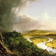 Cole, Thomas. View from Mount Holyoke, Northampton, Massachusetts, after a Thunderstorm - The Oxbow. 1836. Oil on canvas. Met. Museum of Art, New York.