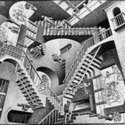 Escher, M.C.. Relativity. 1953. Lithograph. Museum of Mod. Art, New York.