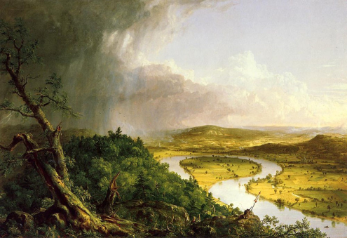 Cole, Thomas. View from Mount Holyoke, Northampton, Massachusetts, after a Thunderstorm - The Oxbow. 1836. Oil on canvas. Met. Museum of Art, New York.